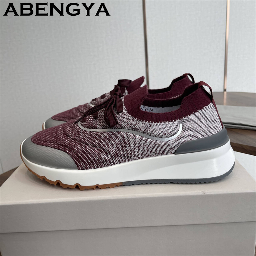 Knit Fabric Lace Up Sneakers - Nuove Scarpe da Uomo Multicolore in
